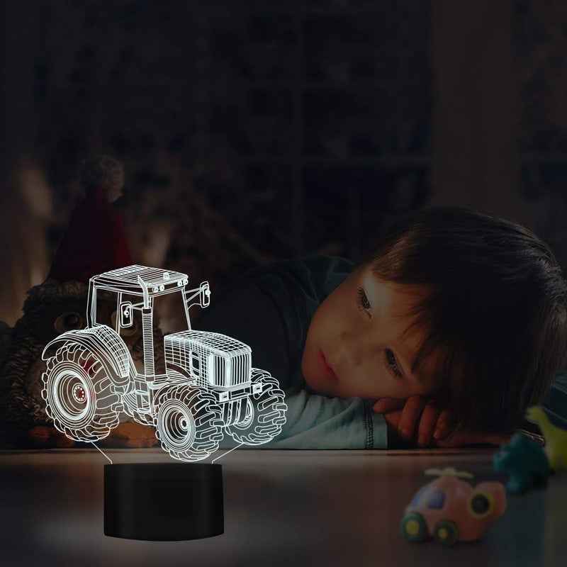 FULLOSUN 3D Illusion Lamp, Tractor Car 3D Night Light for Kids with 16 Colors Changing Remote Control, Bedroom Decor Creative Birthday Gifts for Boys Kids Baby - Image 3